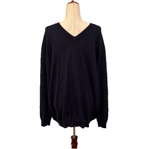 Alpaca 111 Sweater Blue Baby Alpaca Tight Knit Warm Winter V Neck Men's XL